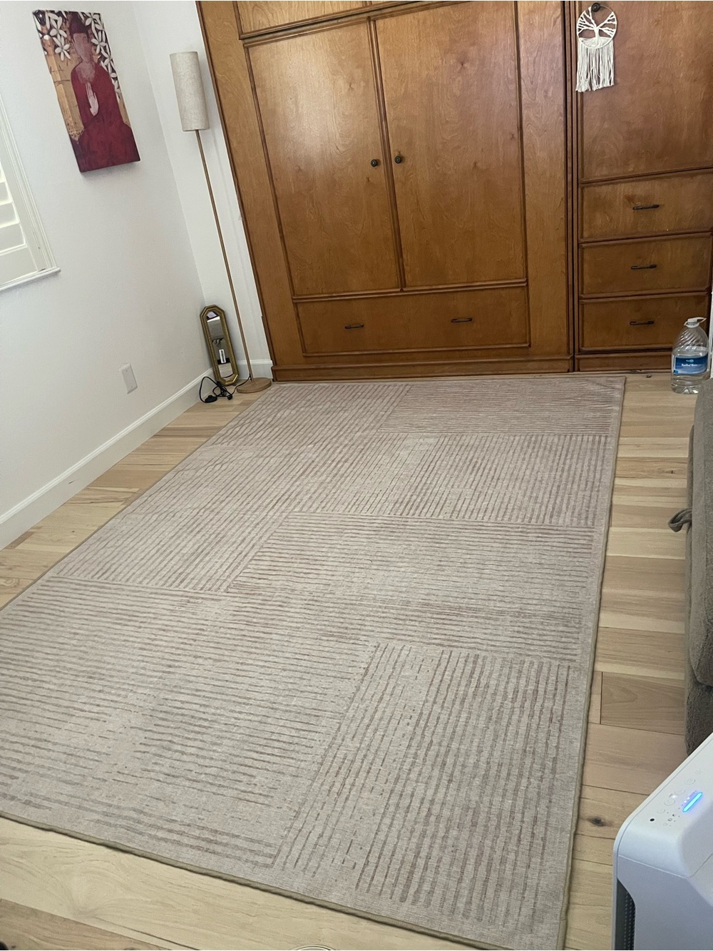 Beige Textured Stripe Area Rug - Neutral Home Accent